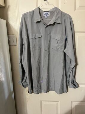 AFTCO Men's Light Gray Long-Sleeve Button-Down Work Shirt